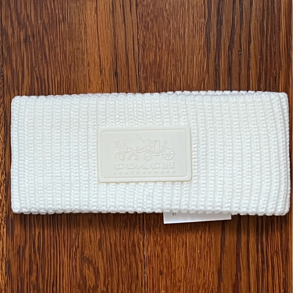NWT Coach Cream Logo Cozy Knit Winter Headband O/S